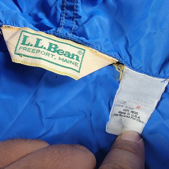 Vintage LL Bean Anorak Adults Medium Blue Windbreaker Jacket Outdoor Made In USA - Picture 4 of 9